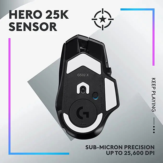 Logitech G502 X PLUS LIGHTSPEED Wireless Gaming Mouse – RGB, HERO 25K