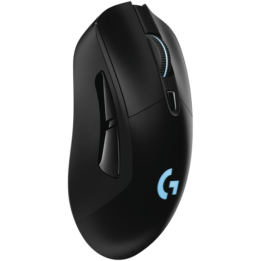 Logitech G703 LIGHTSPEED wireless gaming mouse black angled view