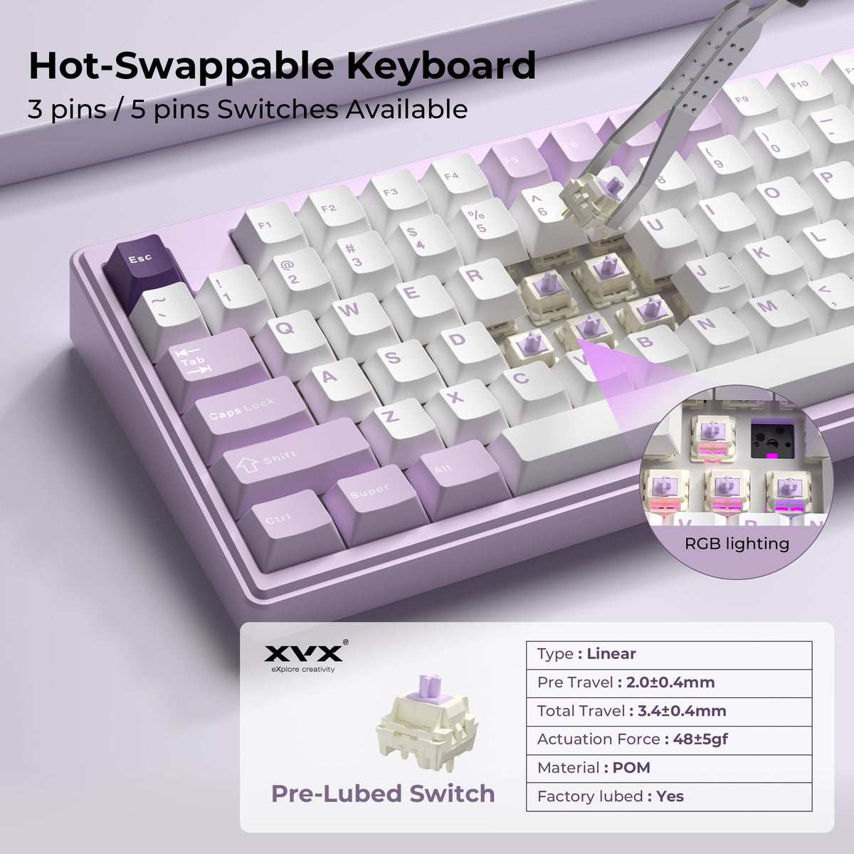 XVX K75 Pro hot-swap switch detail