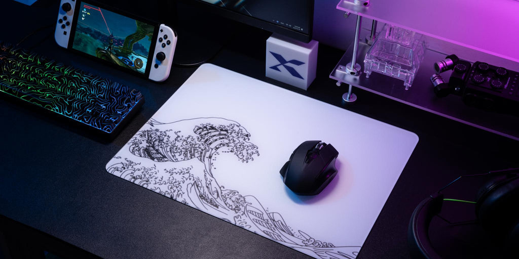 XVX Wave of Kanagawa White tempered glass mouse pad official image