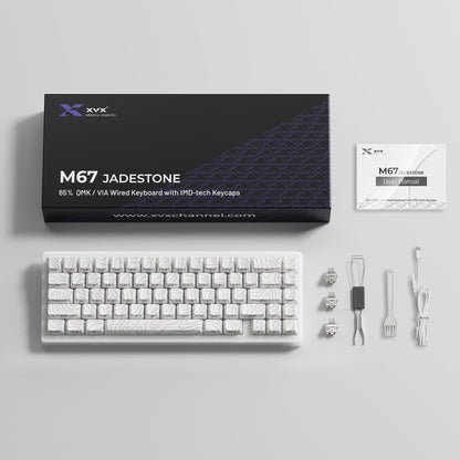 XVX M67 JadeStone Stellar White mechanical keyboard and package